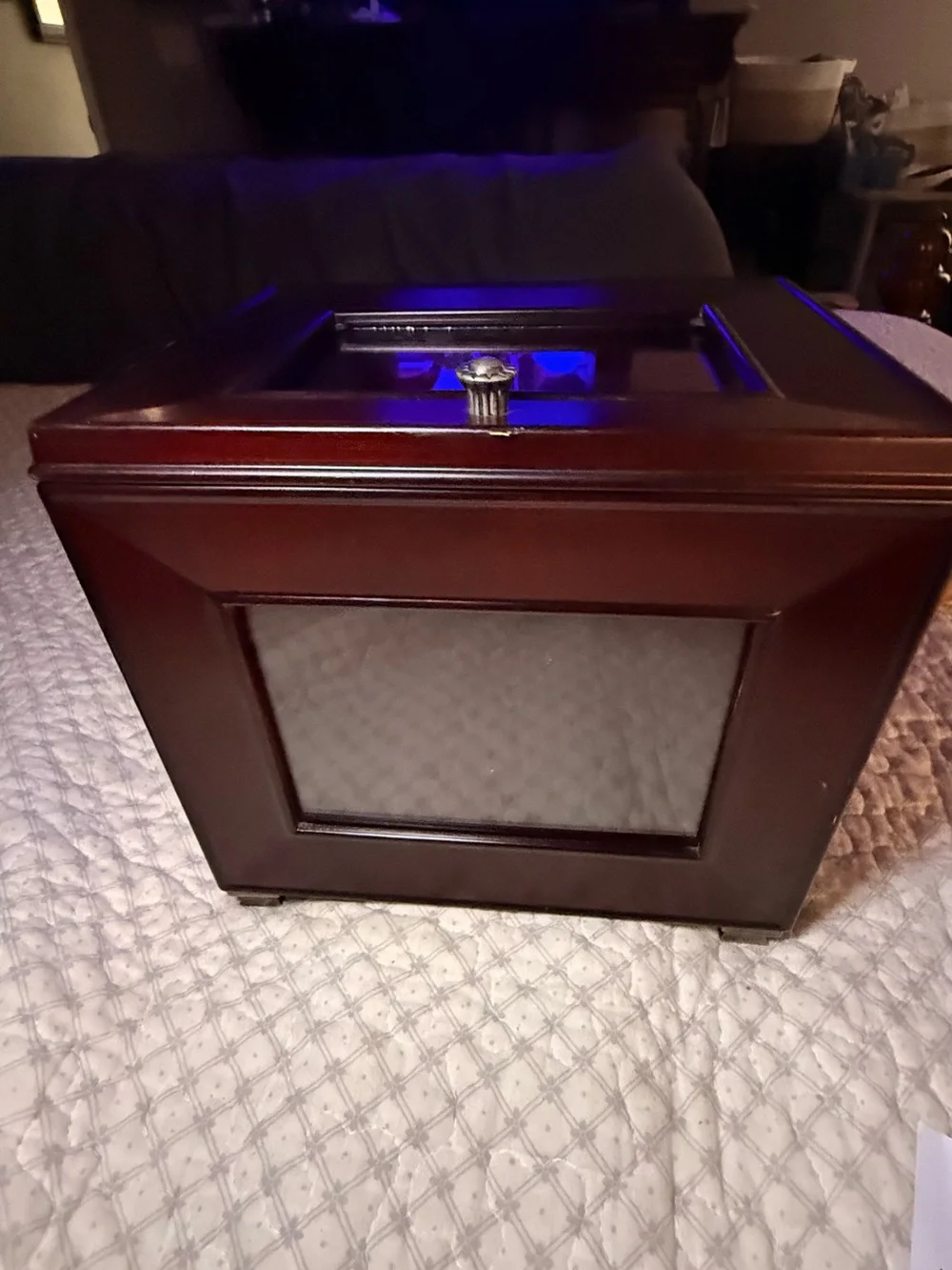 Vintage Bombay Company Mahogany Keepsake & Photo Display Box – Glass Top – 2001